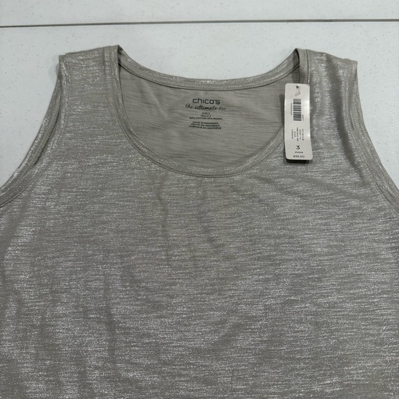 NWT Chico’s Ultimate Tee Tank Cotton Blend Slub Silver Foil Size 16 (Chico’s 3) - Picture 6 of 9